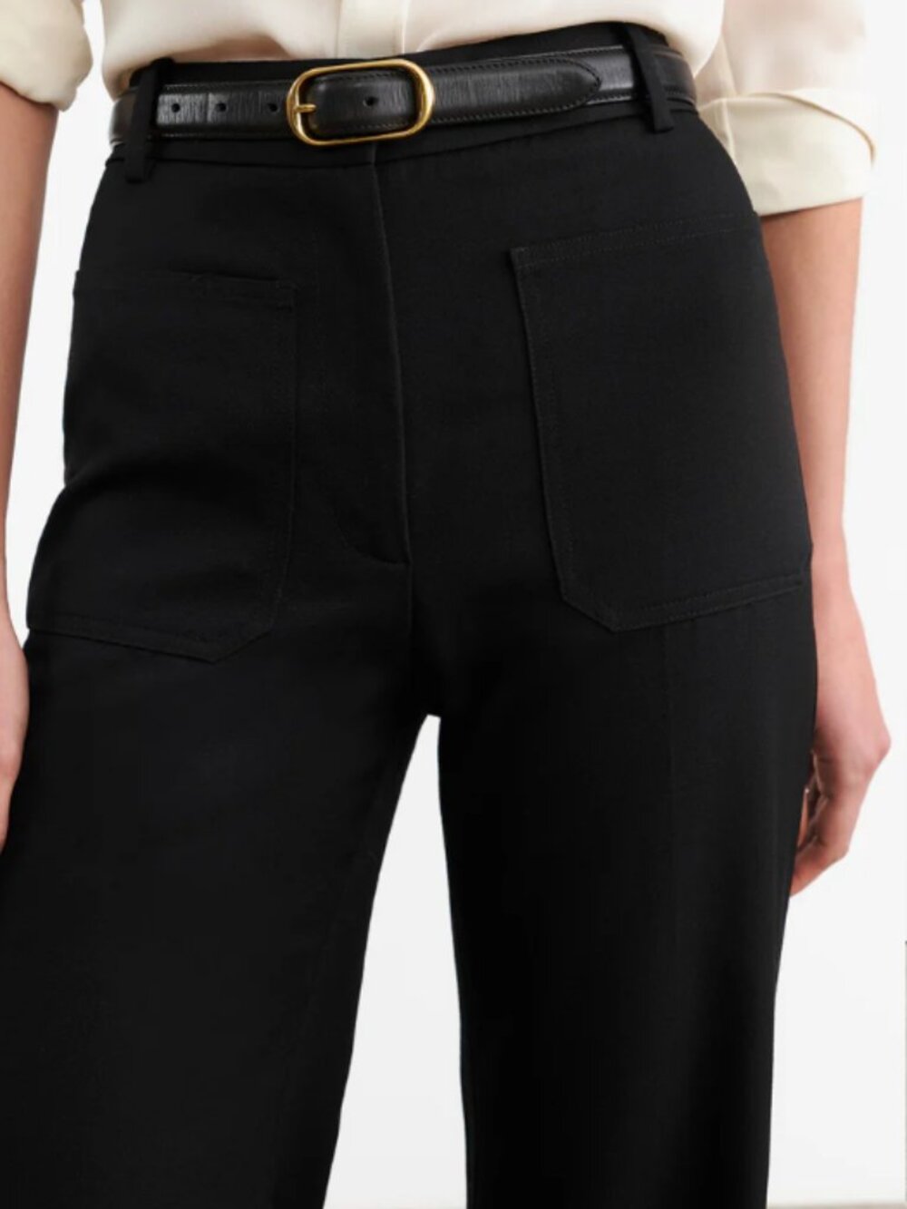 Nili Lotan Christophe Black Wool Flared Trousers 00 - Picture 2 of 3